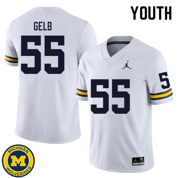 Youth Michigan Wolverines #55 Mica Gelb White University Football Jersey